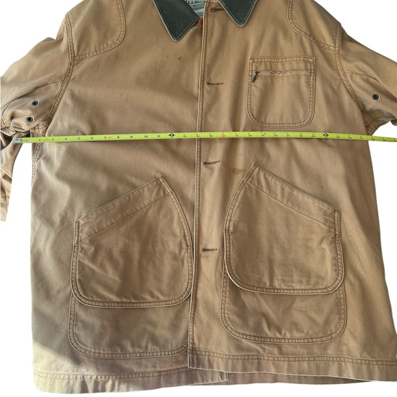 L.L. Bean Tan Field Jacket with Green Corduroy Collar Size XXL - Picture 9 of 11